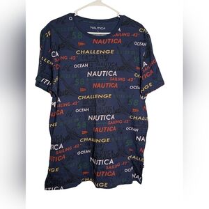 Nautica Blue and Orange Short Sleeve Tee